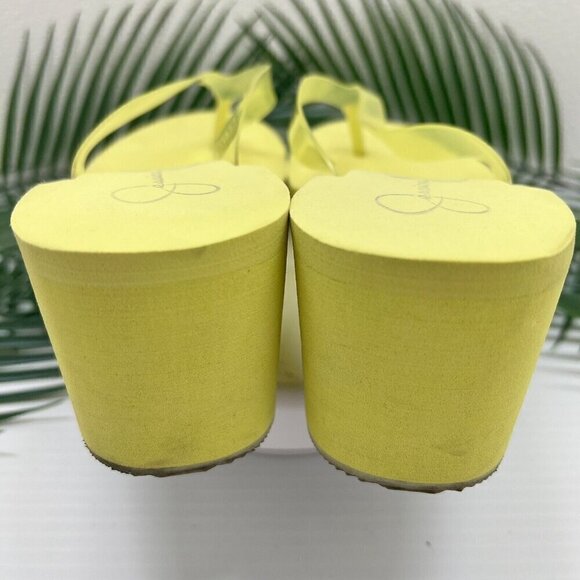 Jessica Simpson Meriana Wedge Flip Flop Thong Sandals Size 6M Yellow Slip On - Picture 6 of 9